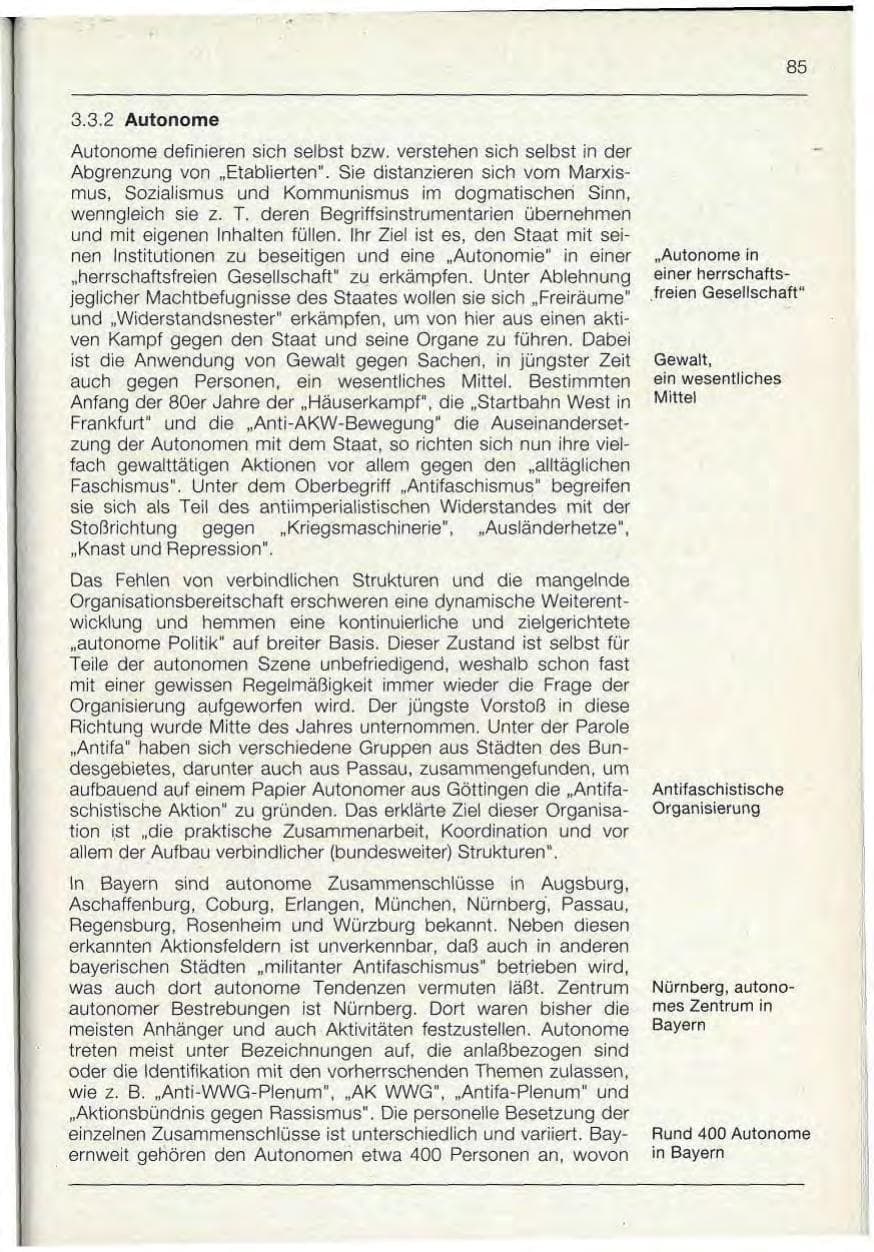 Seite 85 des Verfassungsschutzbericht 1992 Bayern