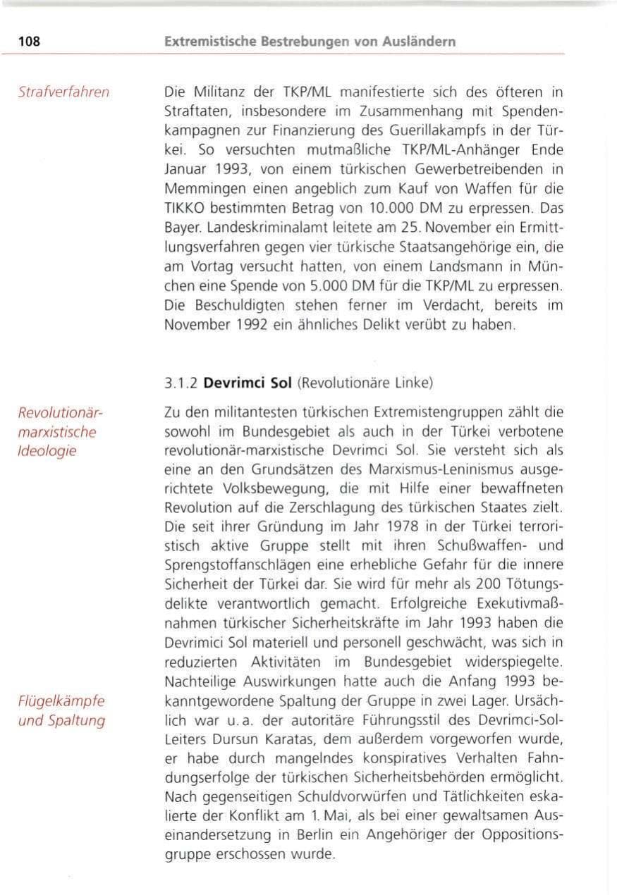 Seite 108 des Verfassungsschutzbericht 1993 Bayern