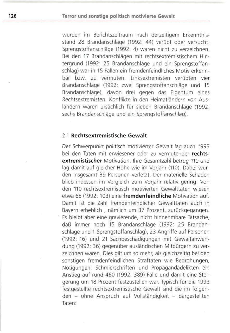 Seite 126 des Verfassungsschutzbericht 1993 Bayern