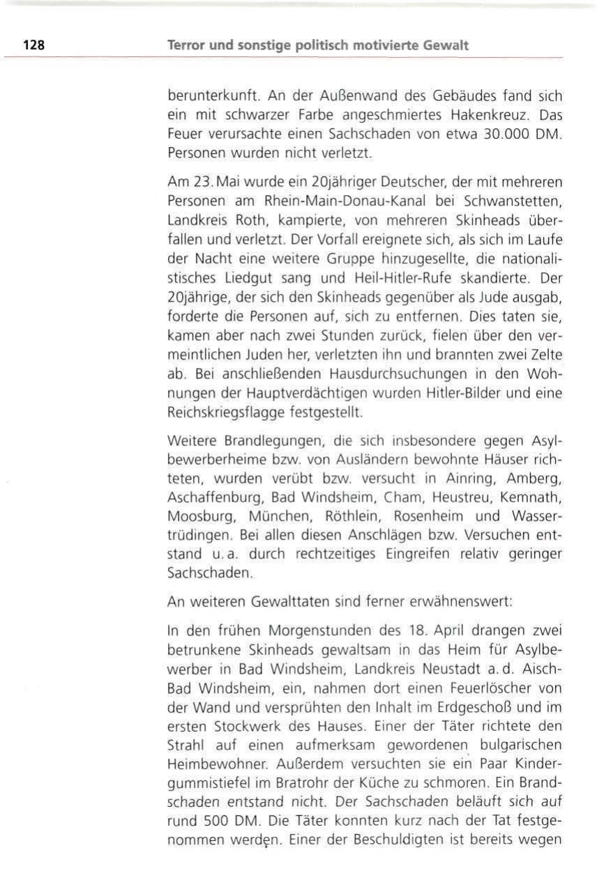 Seite 128 des Verfassungsschutzbericht 1993 Bayern
