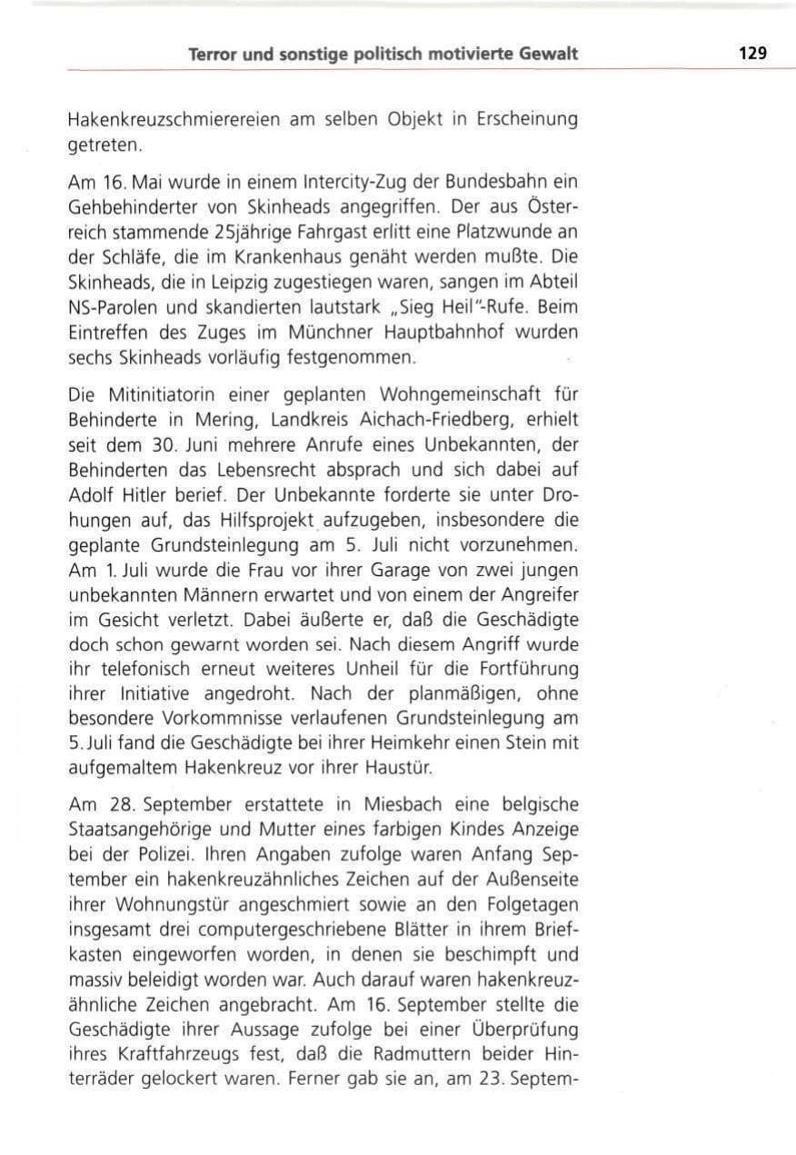 Seite 129 des Verfassungsschutzbericht 1993 Bayern