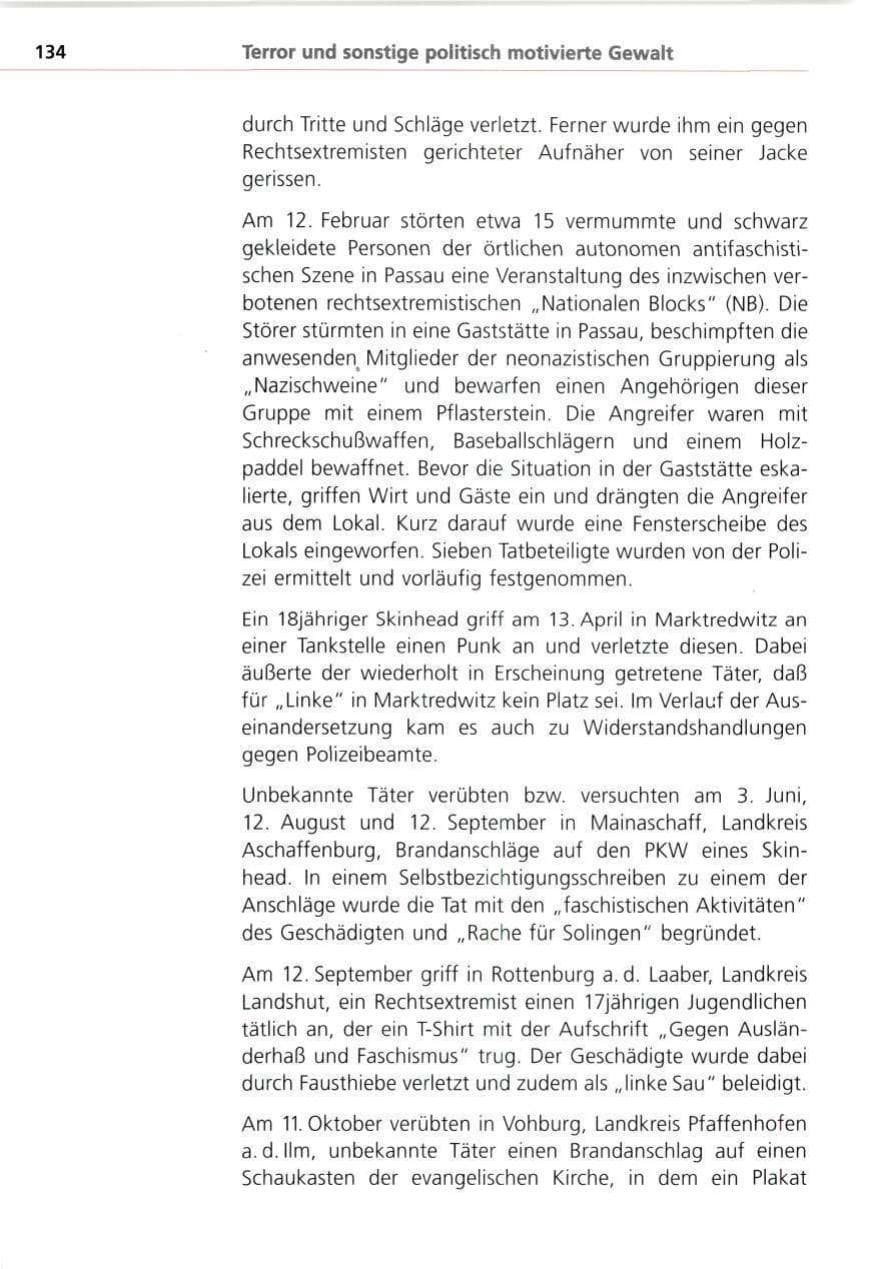 Seite 134 des Verfassungsschutzbericht 1993 Bayern