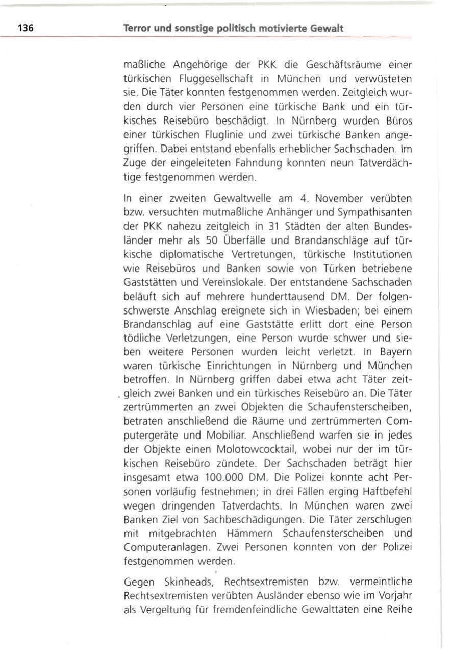 Seite 136 des Verfassungsschutzbericht 1993 Bayern