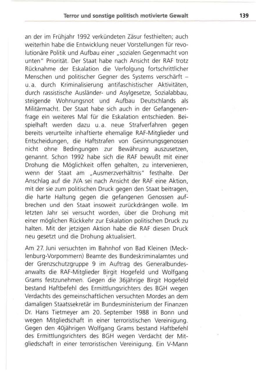 Seite 139 des Verfassungsschutzbericht 1993 Bayern