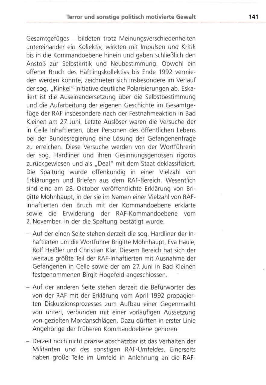Seite 141 des Verfassungsschutzbericht 1993 Bayern