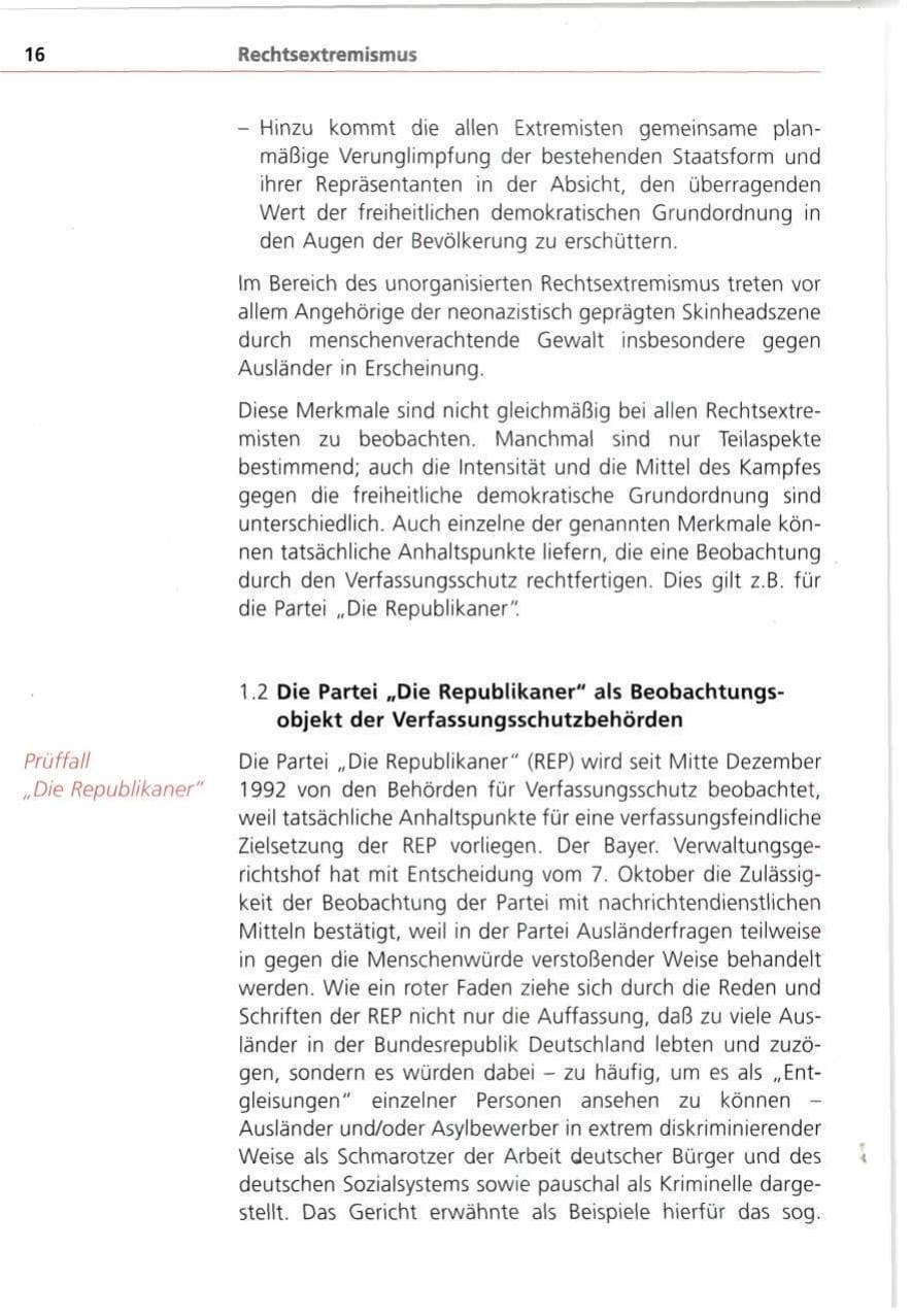 Seite 16 des Verfassungsschutzbericht 1993 Bayern