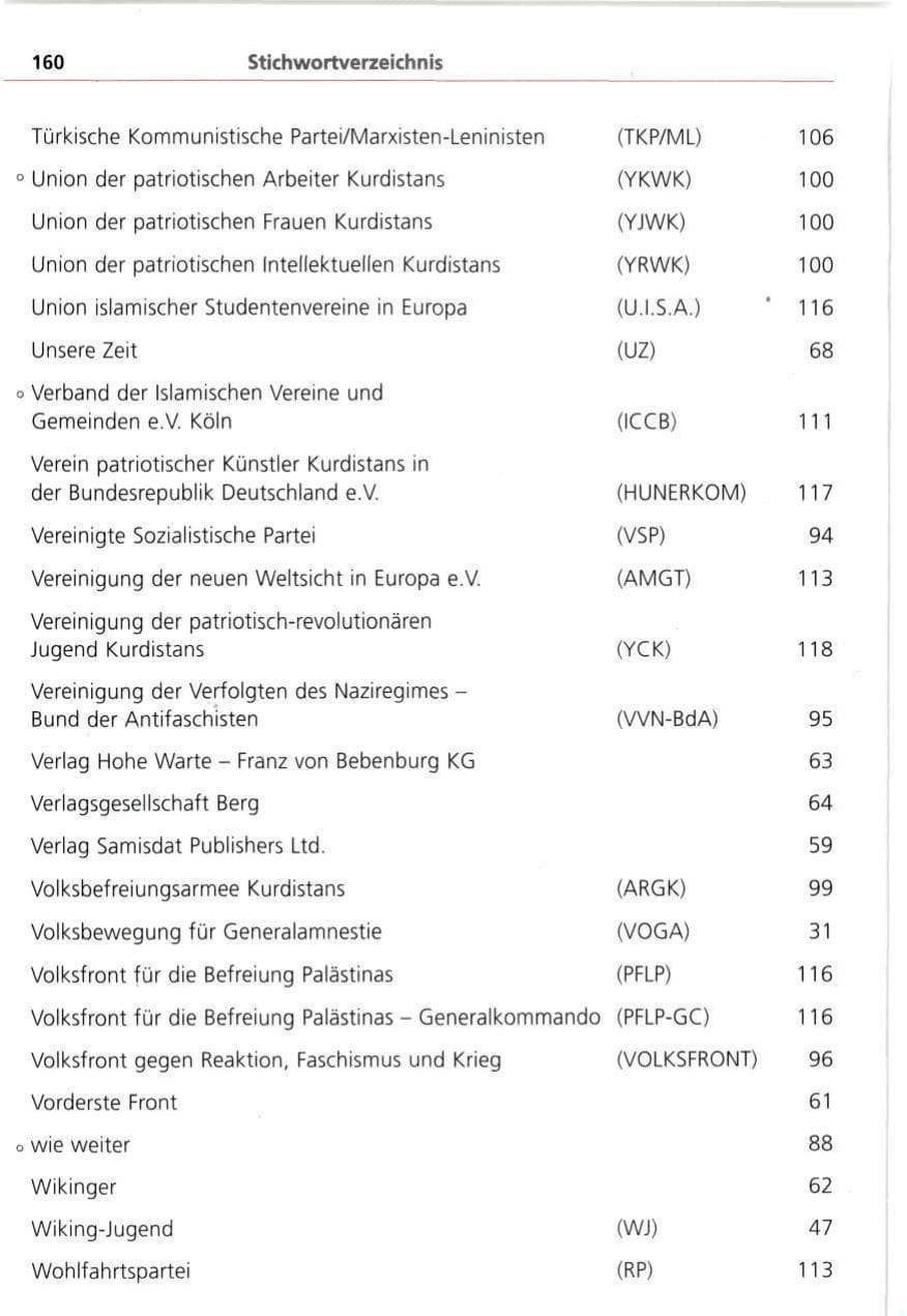Seite 160 des Verfassungsschutzbericht 1993 Bayern