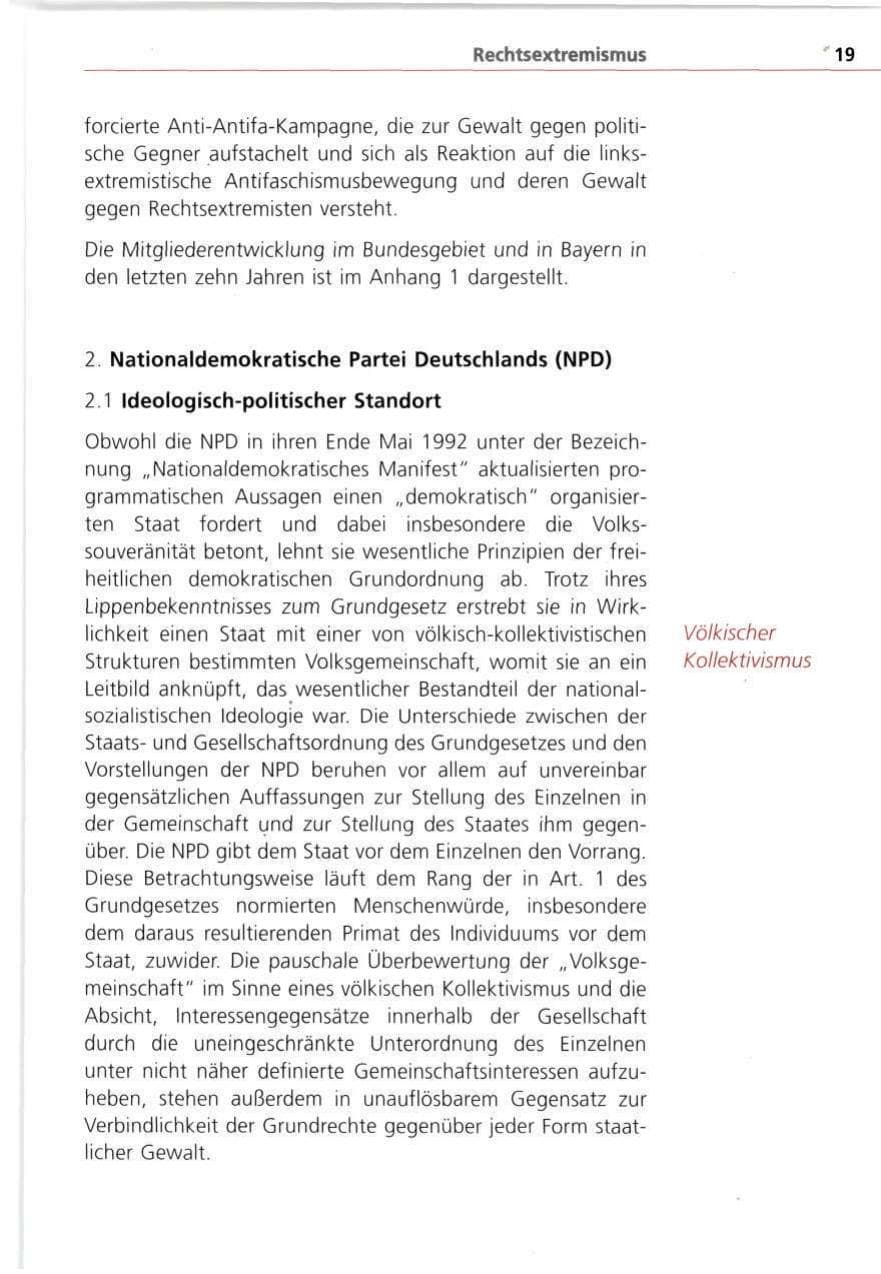 Seite 19 des Verfassungsschutzbericht 1993 Bayern
