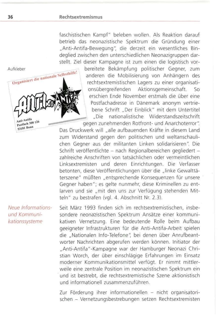 Seite 36 des Verfassungsschutzbericht 1993 Bayern