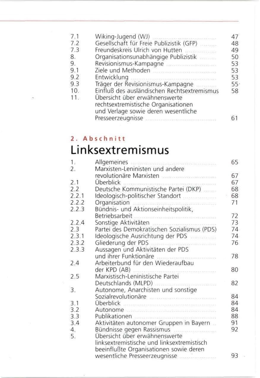 Seite 6 des Verfassungsschutzbericht 1993 Bayern