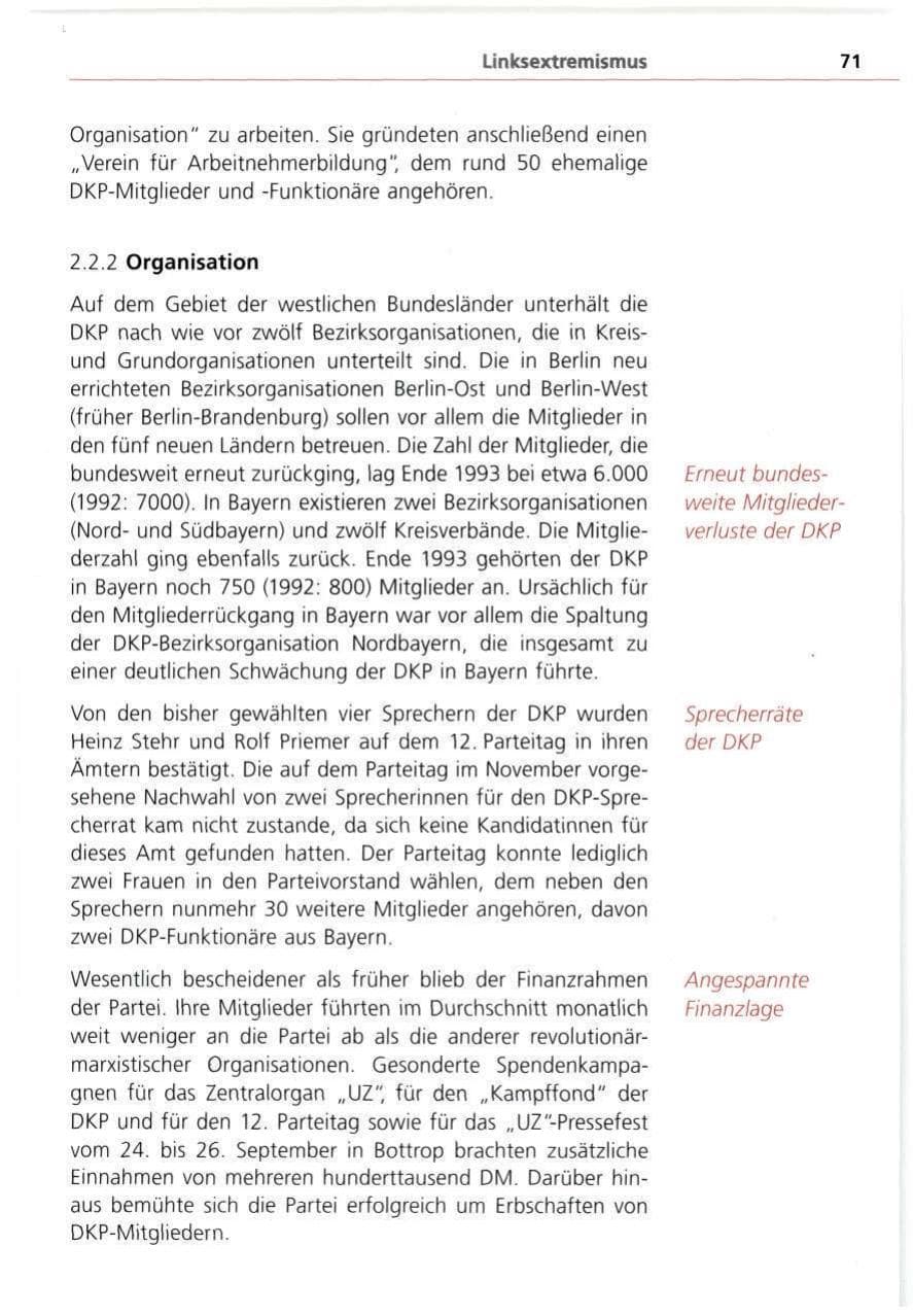 Seite 71 des Verfassungsschutzbericht 1993 Bayern