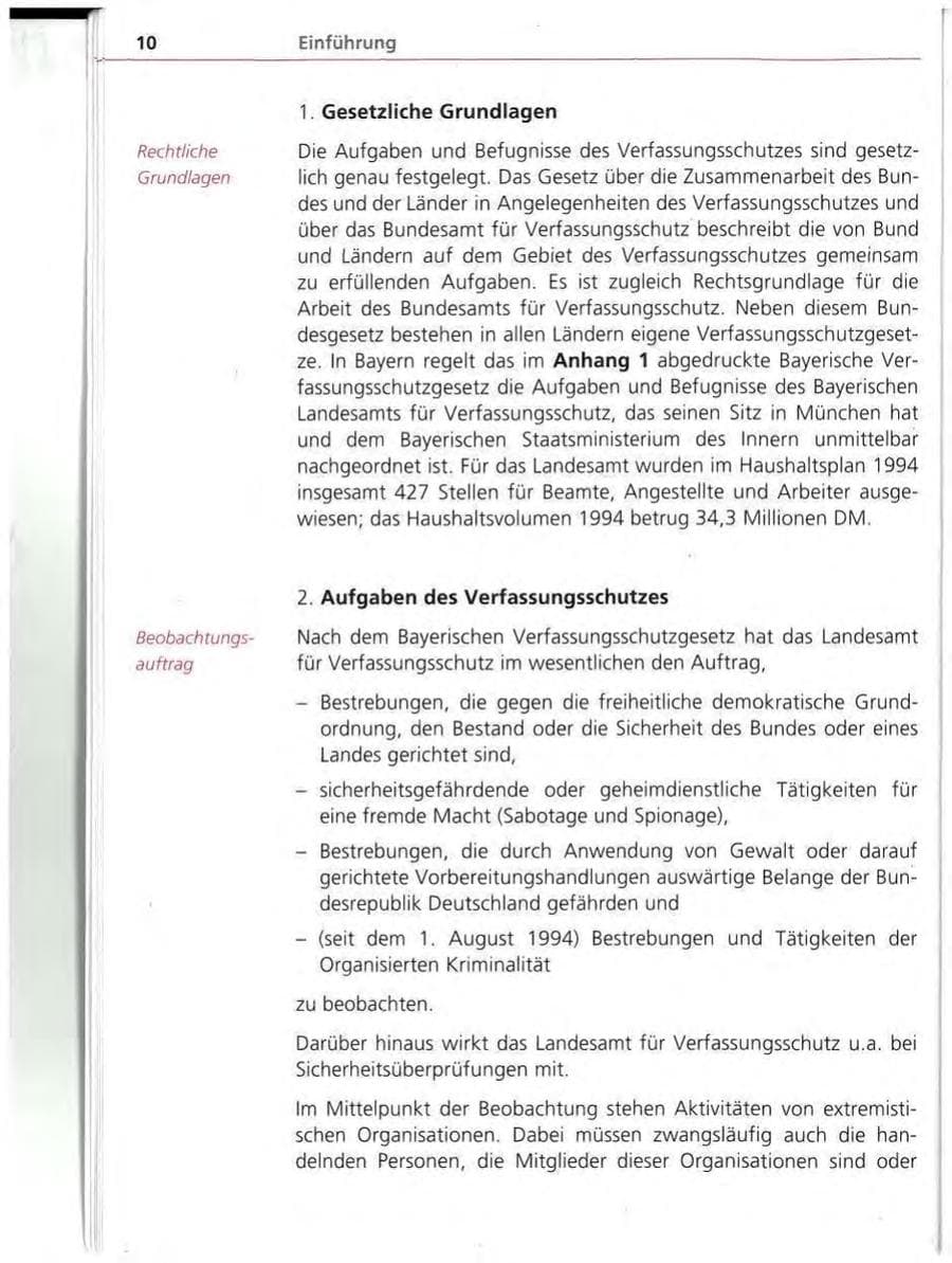 Seite 11 des Verfassungsschutzbericht 1994 Bayern