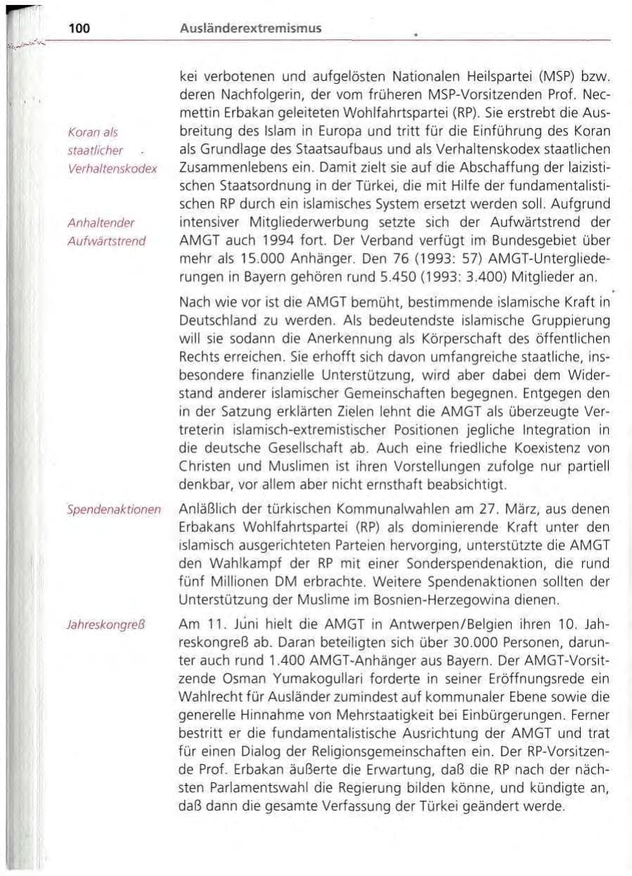 Seite 101 des Verfassungsschutzbericht 1994 Bayern