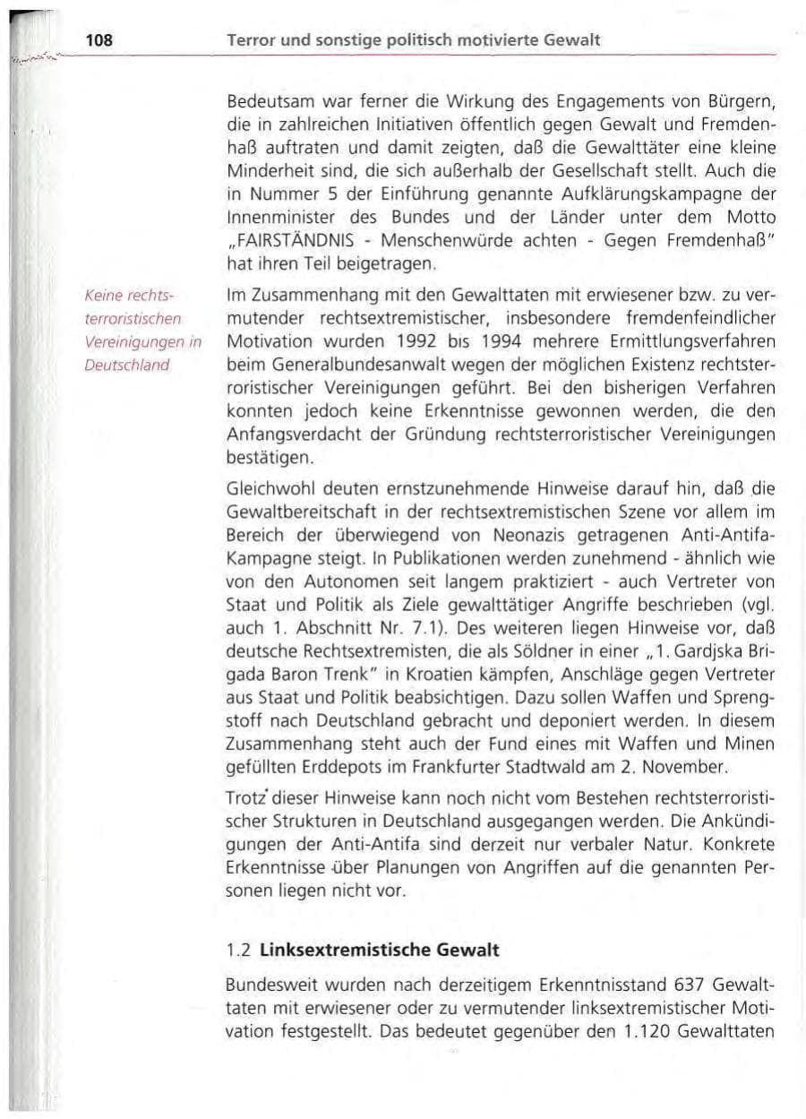 Seite 109 des Verfassungsschutzbericht 1994 Bayern