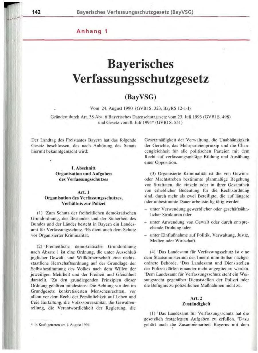 Seite 143 des Verfassungsschutzbericht 1994 Bayern