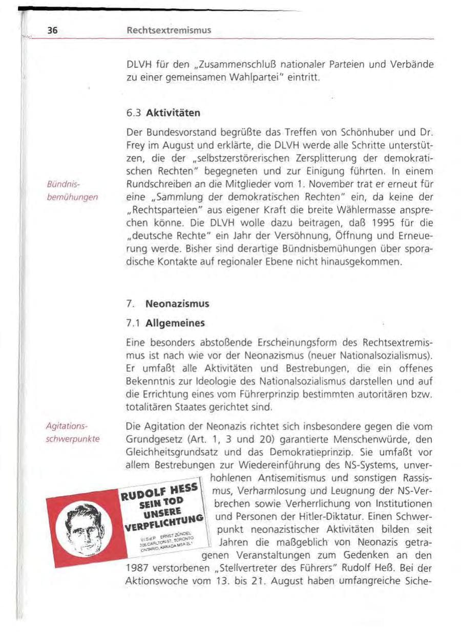 Seite 37 des Verfassungsschutzbericht 1994 Bayern