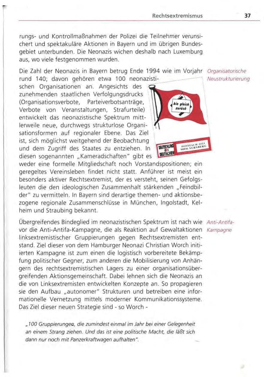 Seite 38 des Verfassungsschutzbericht 1994 Bayern