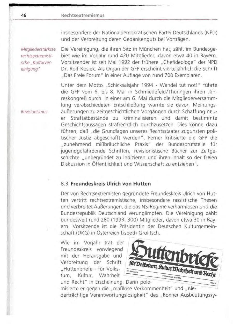 Seite 47 des Verfassungsschutzbericht 1994 Bayern