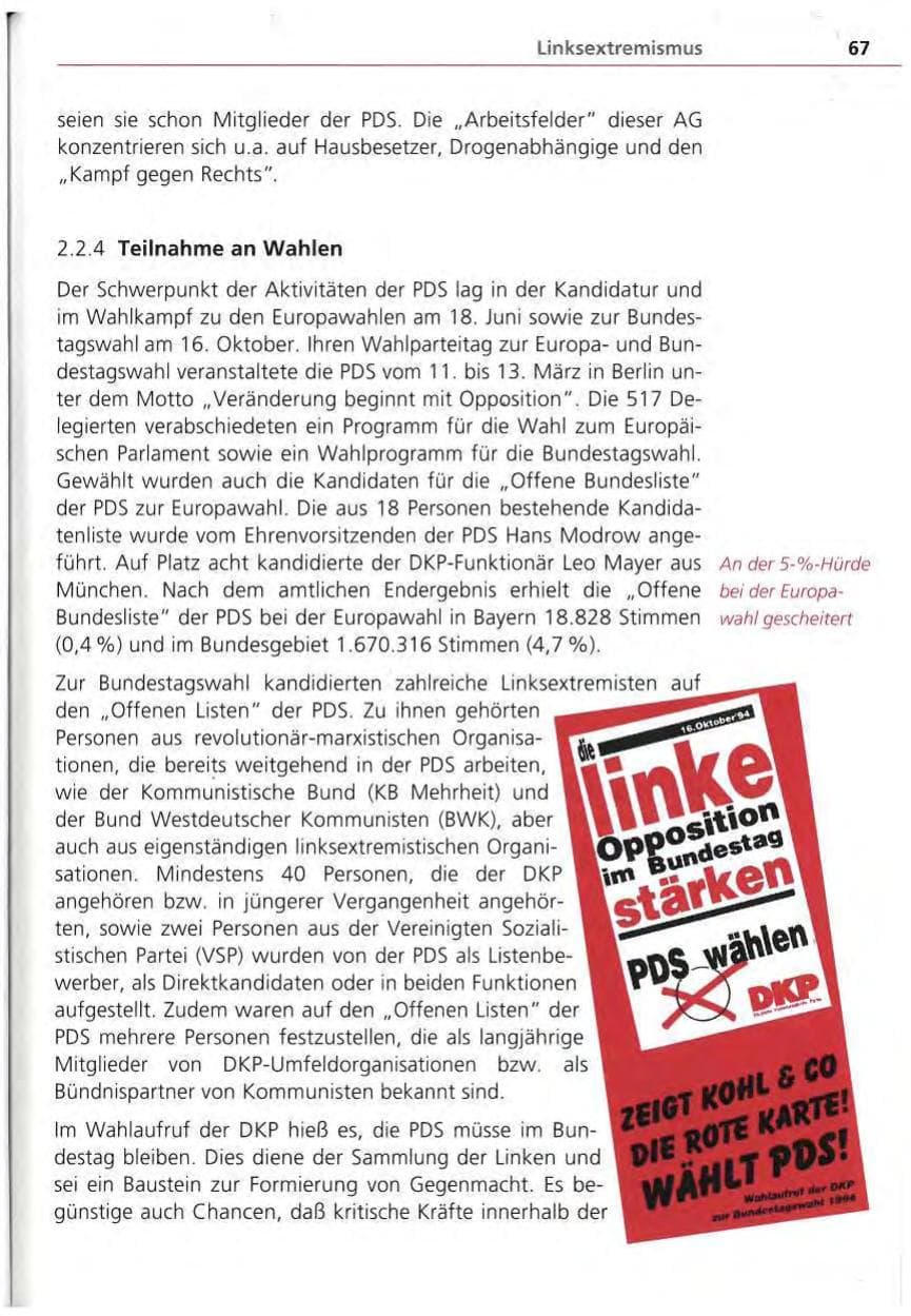 Seite 68 des Verfassungsschutzbericht 1994 Bayern