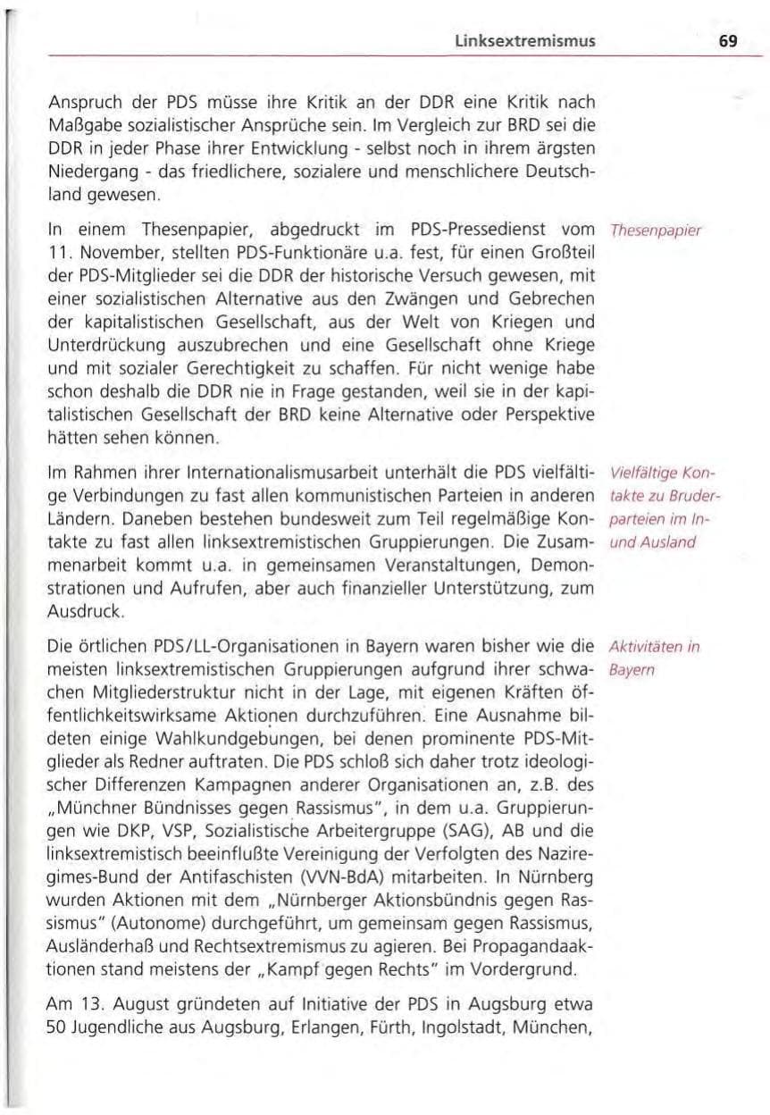 Seite 70 des Verfassungsschutzbericht 1994 Bayern