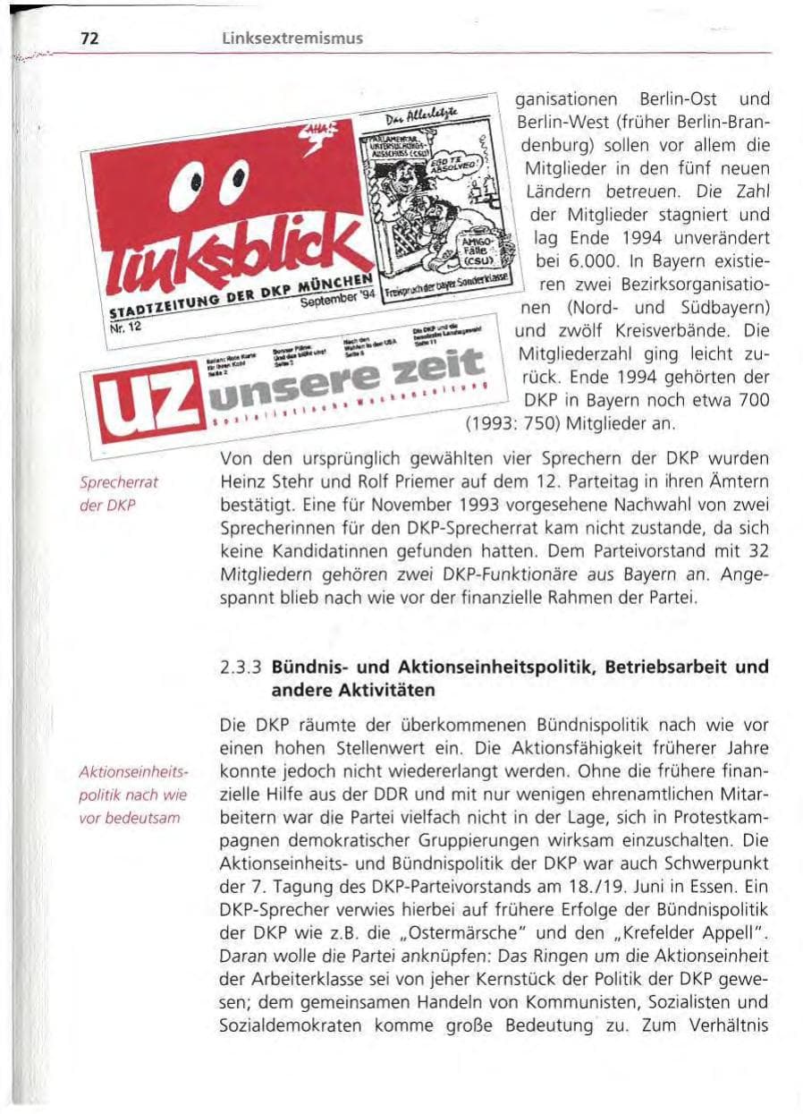 Seite 73 des Verfassungsschutzbericht 1994 Bayern
