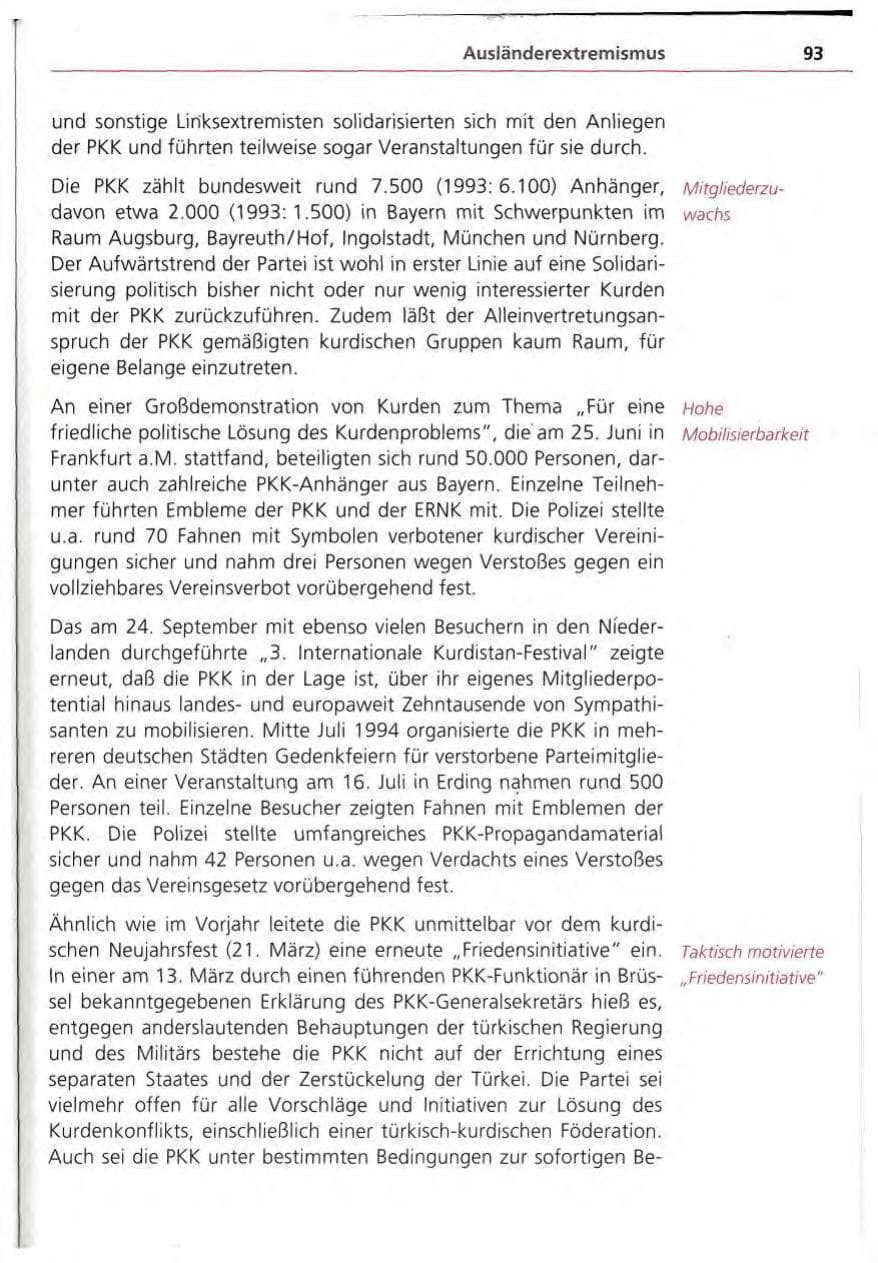 Seite 94 des Verfassungsschutzbericht 1994 Bayern