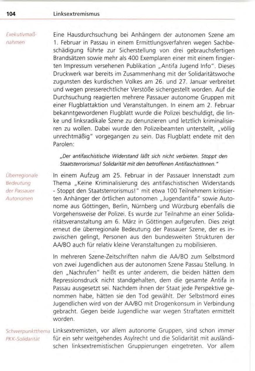 Seite 104 des Verfassungsschutzbericht 1995 Bayern
