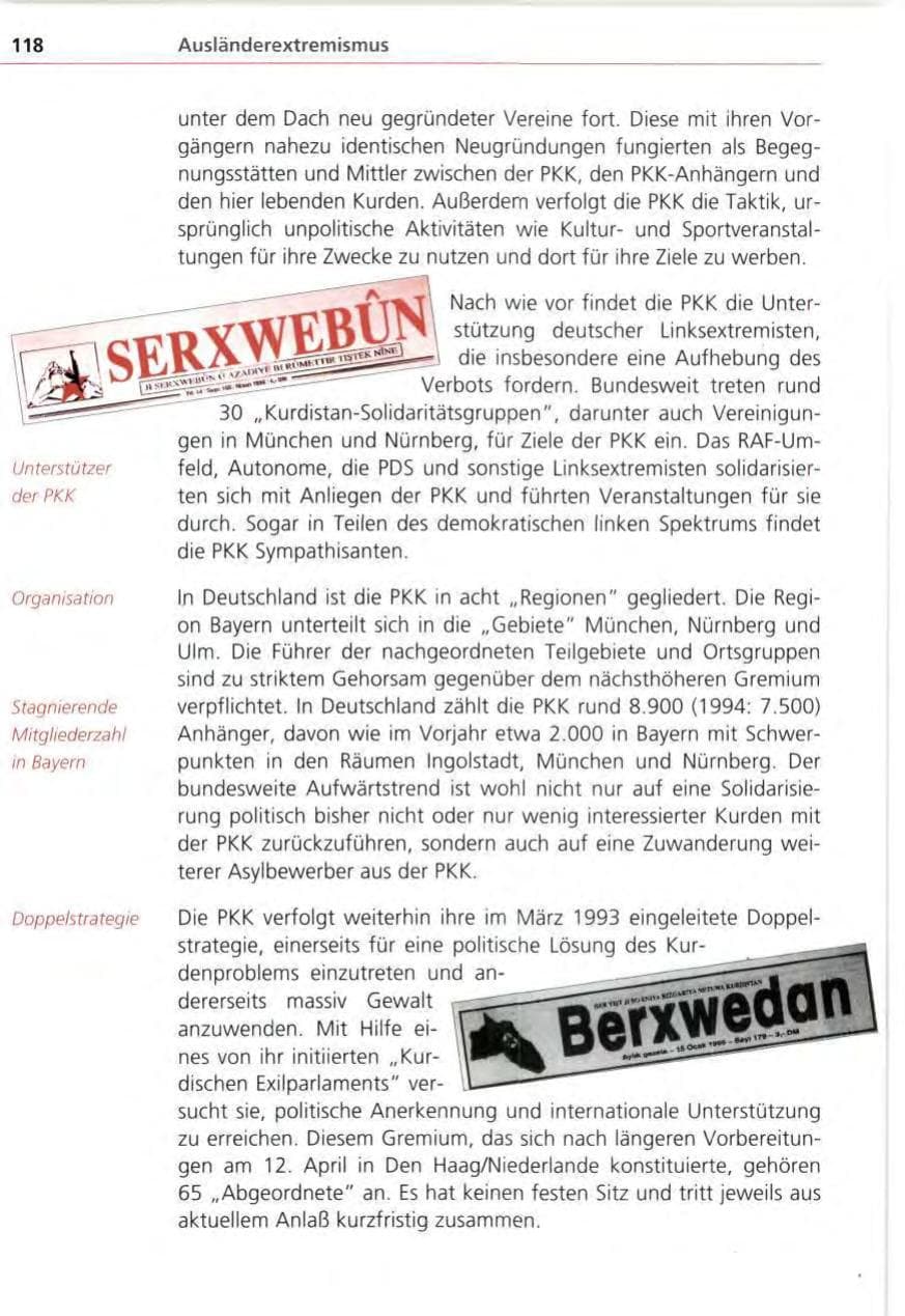 Seite 118 des Verfassungsschutzbericht 1995 Bayern