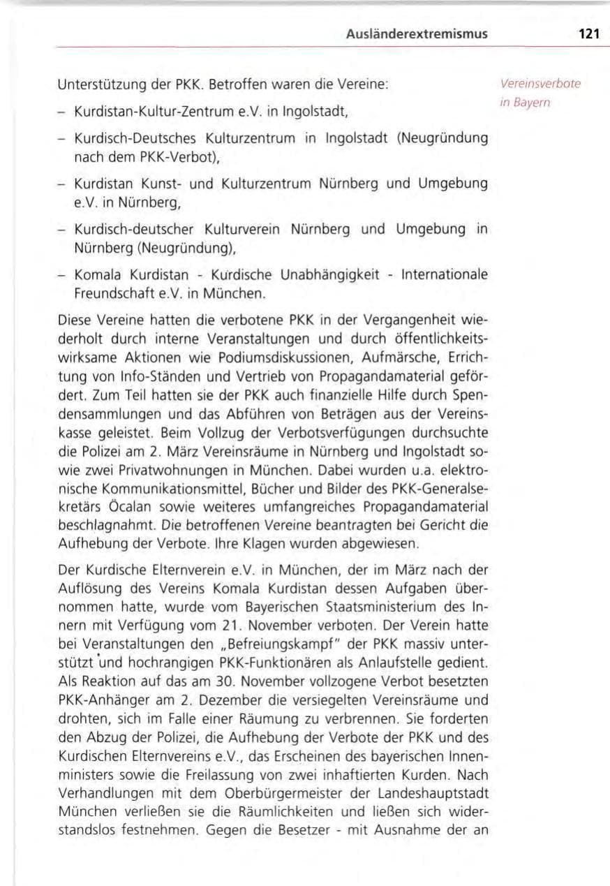Seite 121 des Verfassungsschutzbericht 1995 Bayern