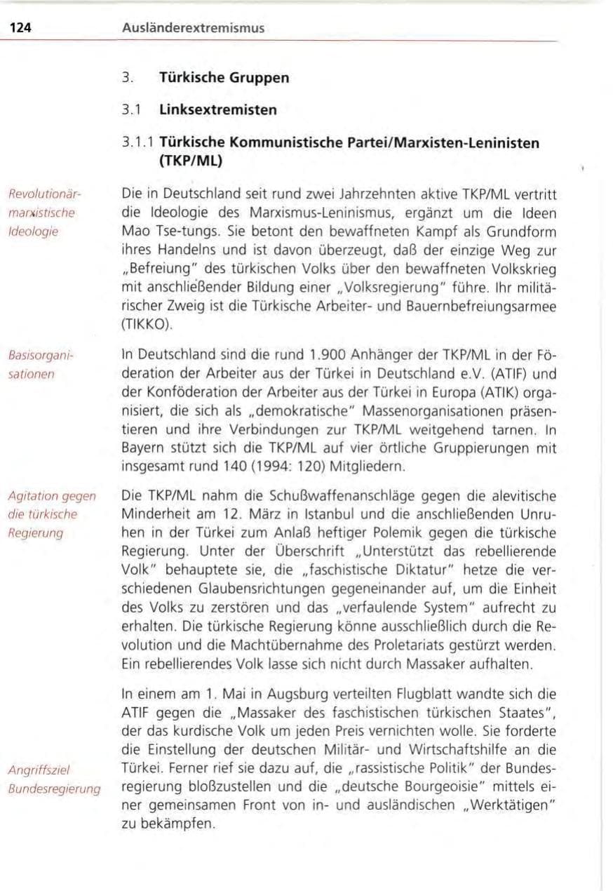 Seite 124 des Verfassungsschutzbericht 1995 Bayern