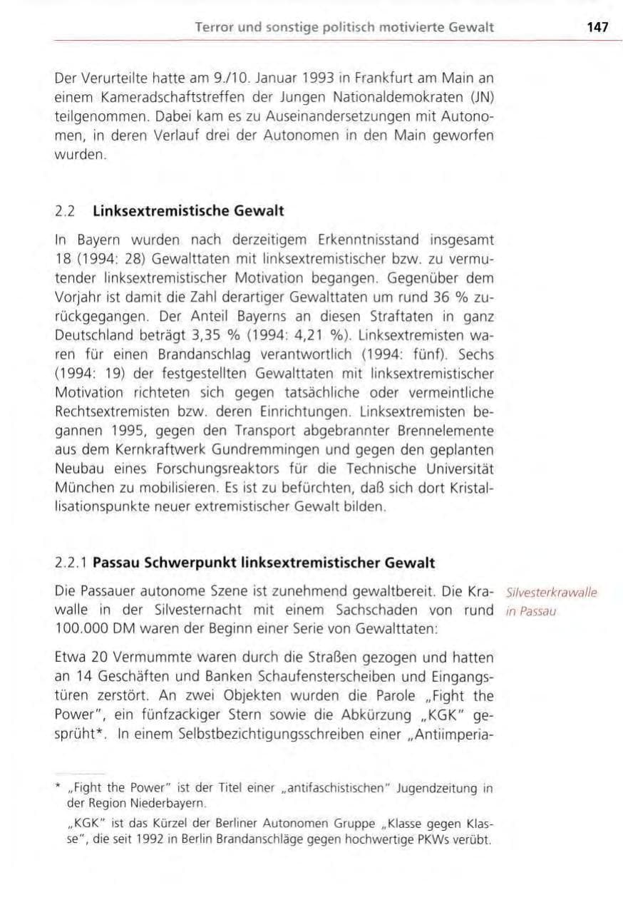 Seite 147 des Verfassungsschutzbericht 1995 Bayern