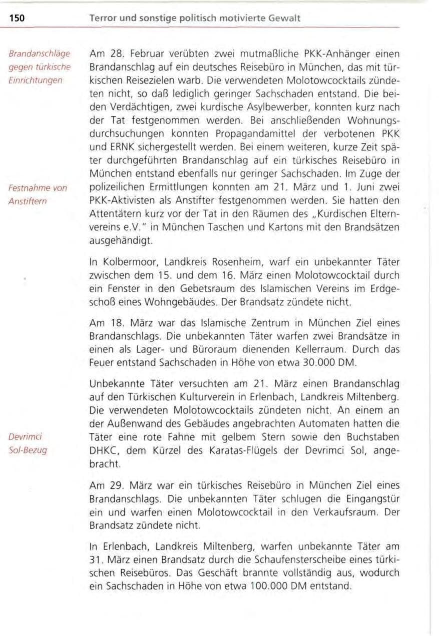 Seite 150 des Verfassungsschutzbericht 1995 Bayern