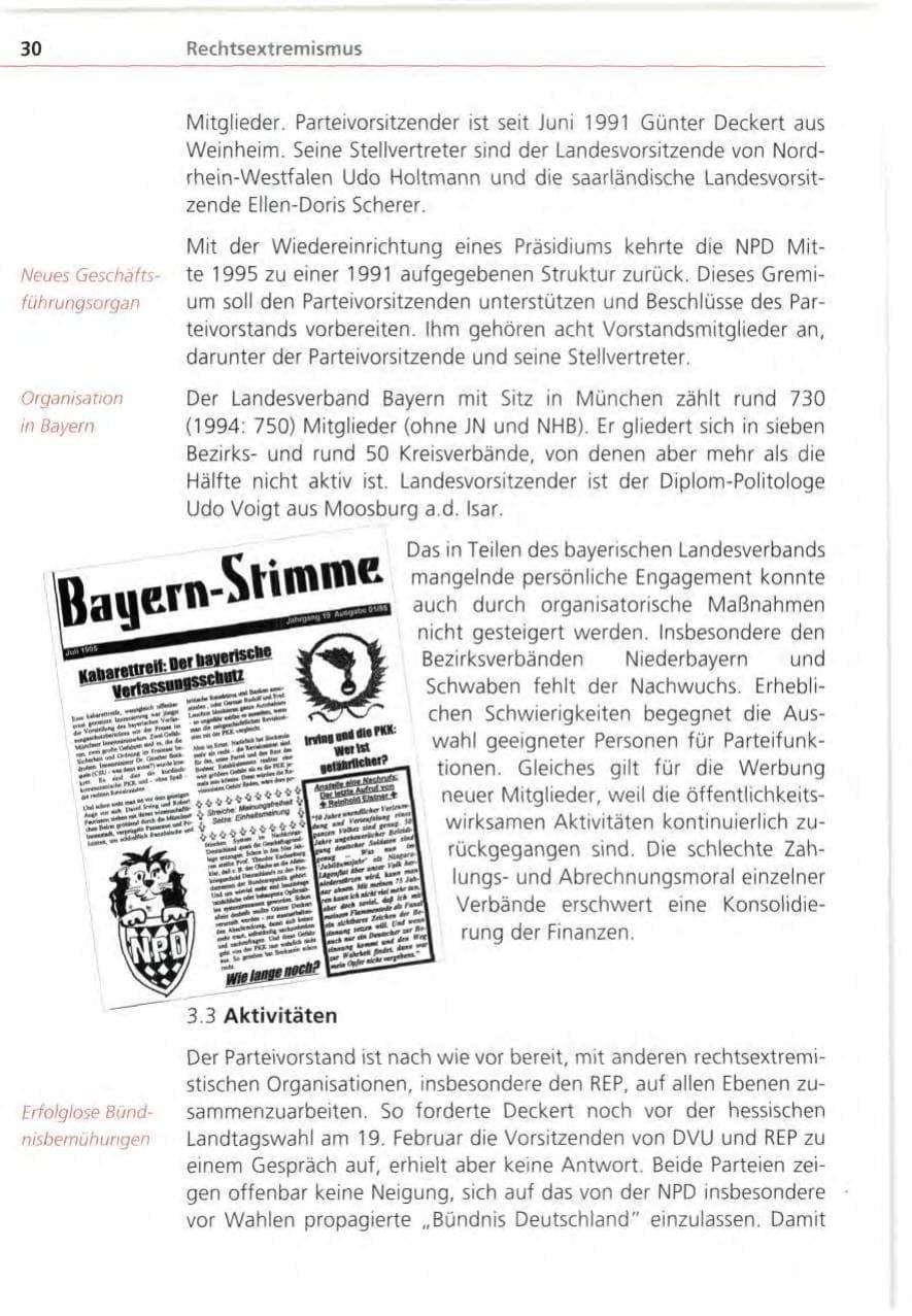 Seite 30 des Verfassungsschutzbericht 1995 Bayern