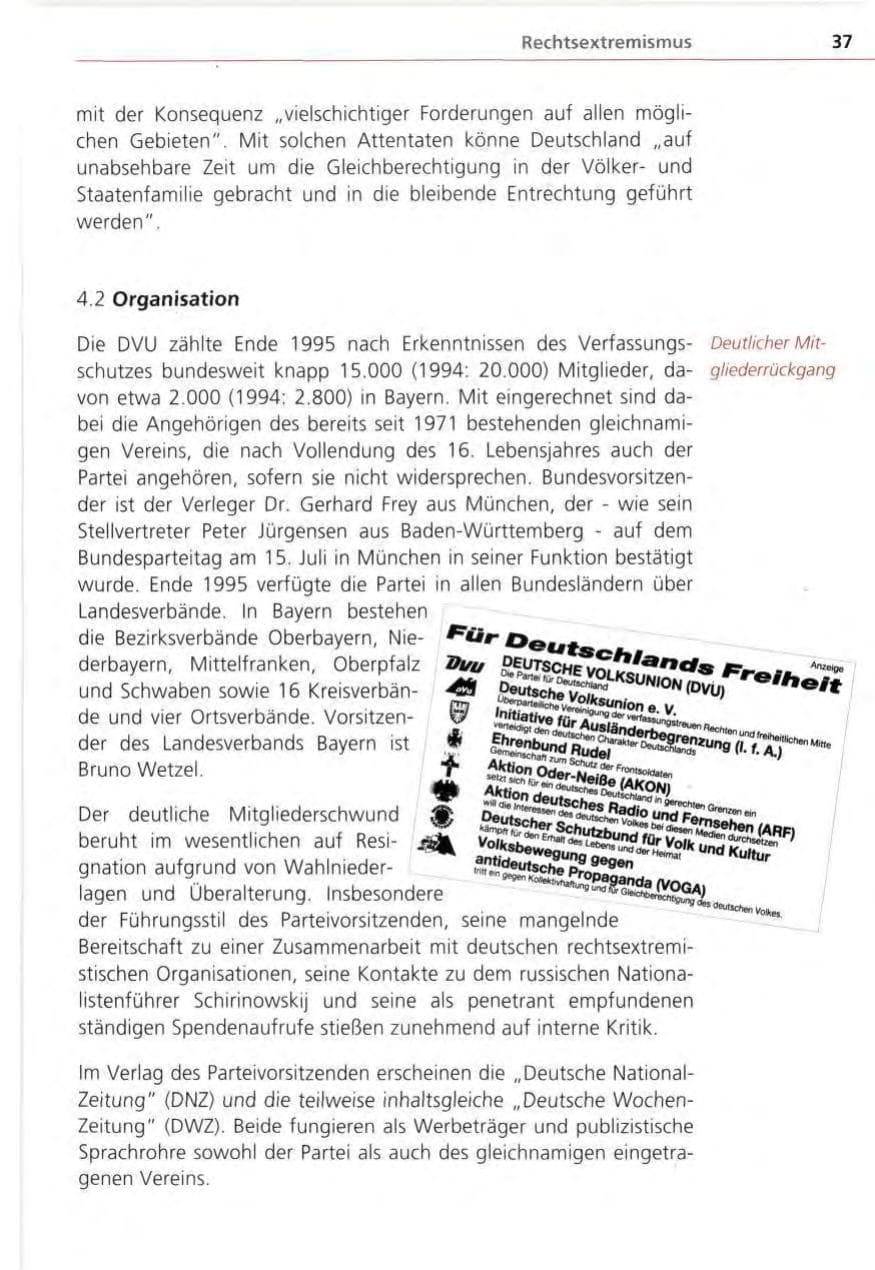 Seite 37 des Verfassungsschutzbericht 1995 Bayern