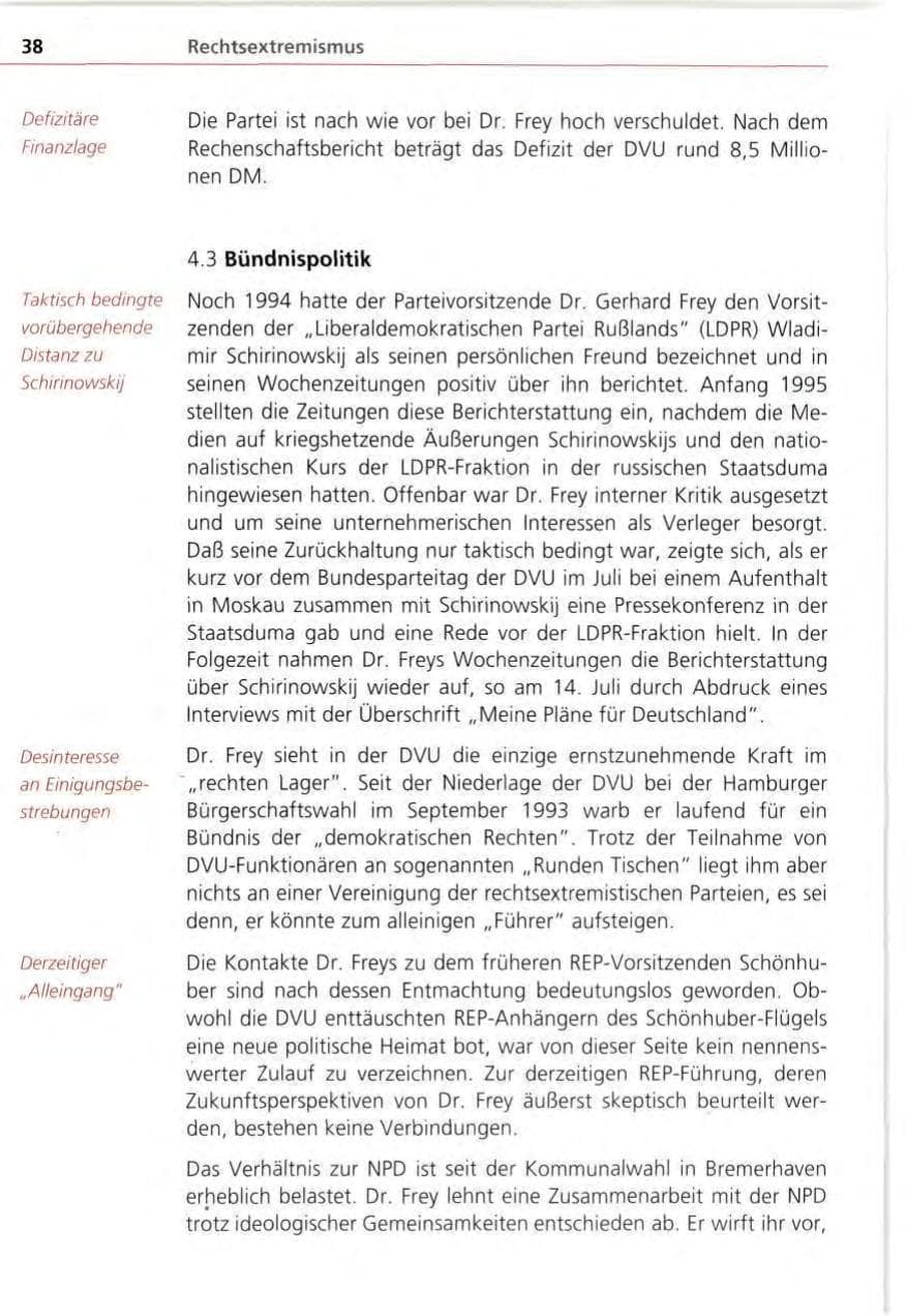 Seite 38 des Verfassungsschutzbericht 1995 Bayern