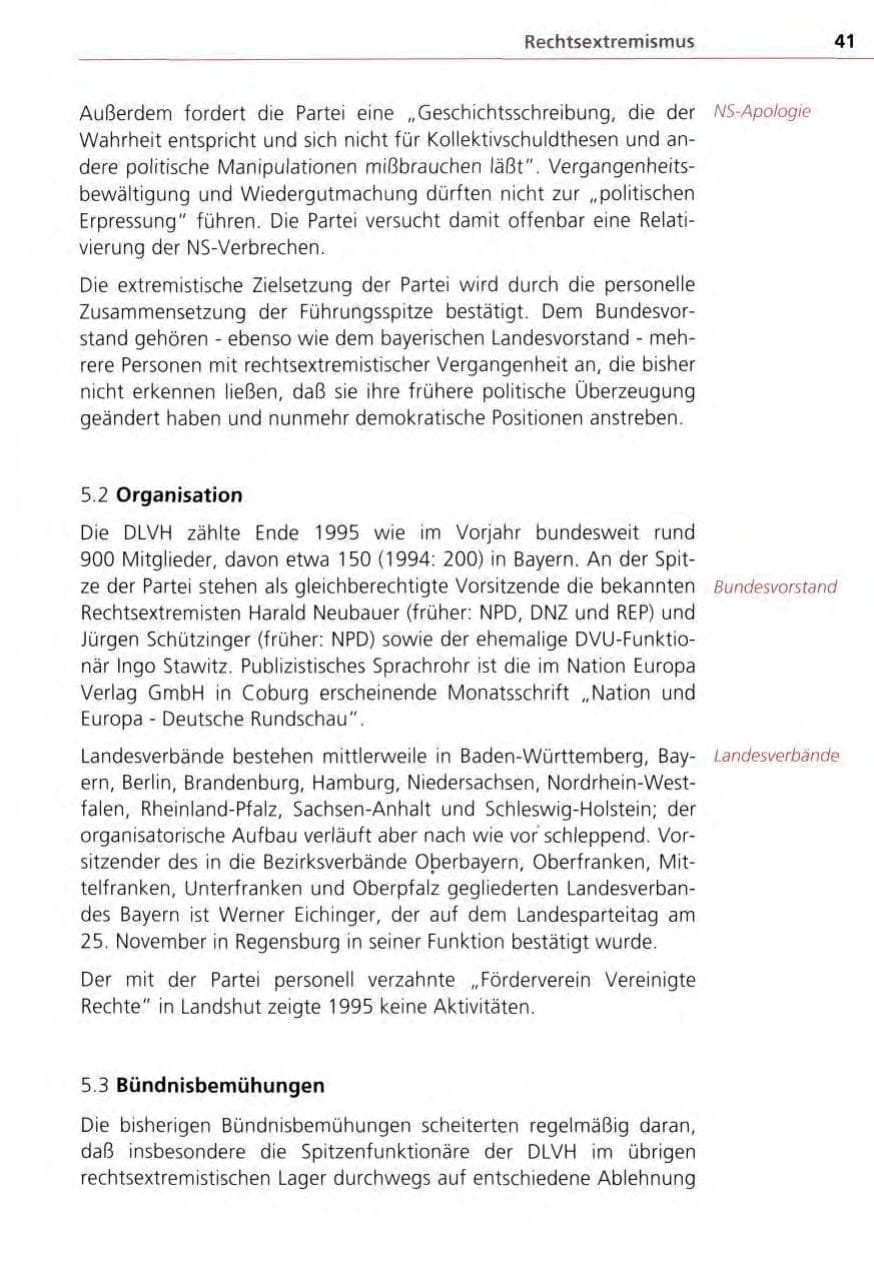 Seite 41 des Verfassungsschutzbericht 1995 Bayern