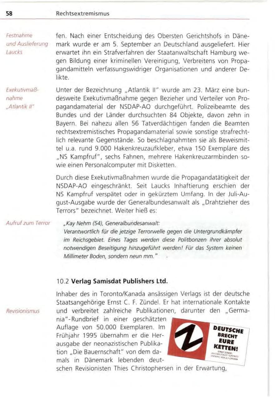 Seite 58 des Verfassungsschutzbericht 1995 Bayern