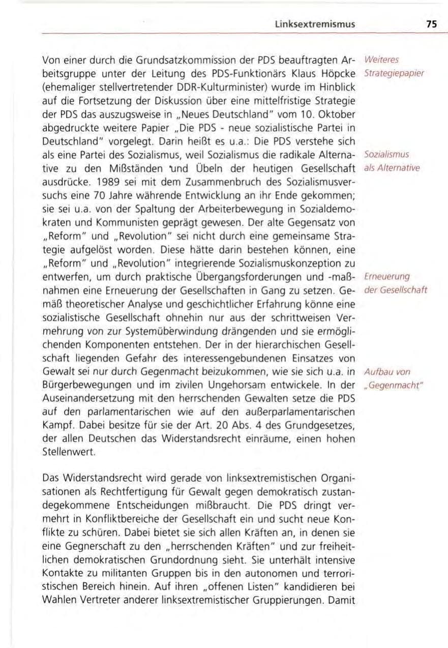 Seite 75 des Verfassungsschutzbericht 1995 Bayern