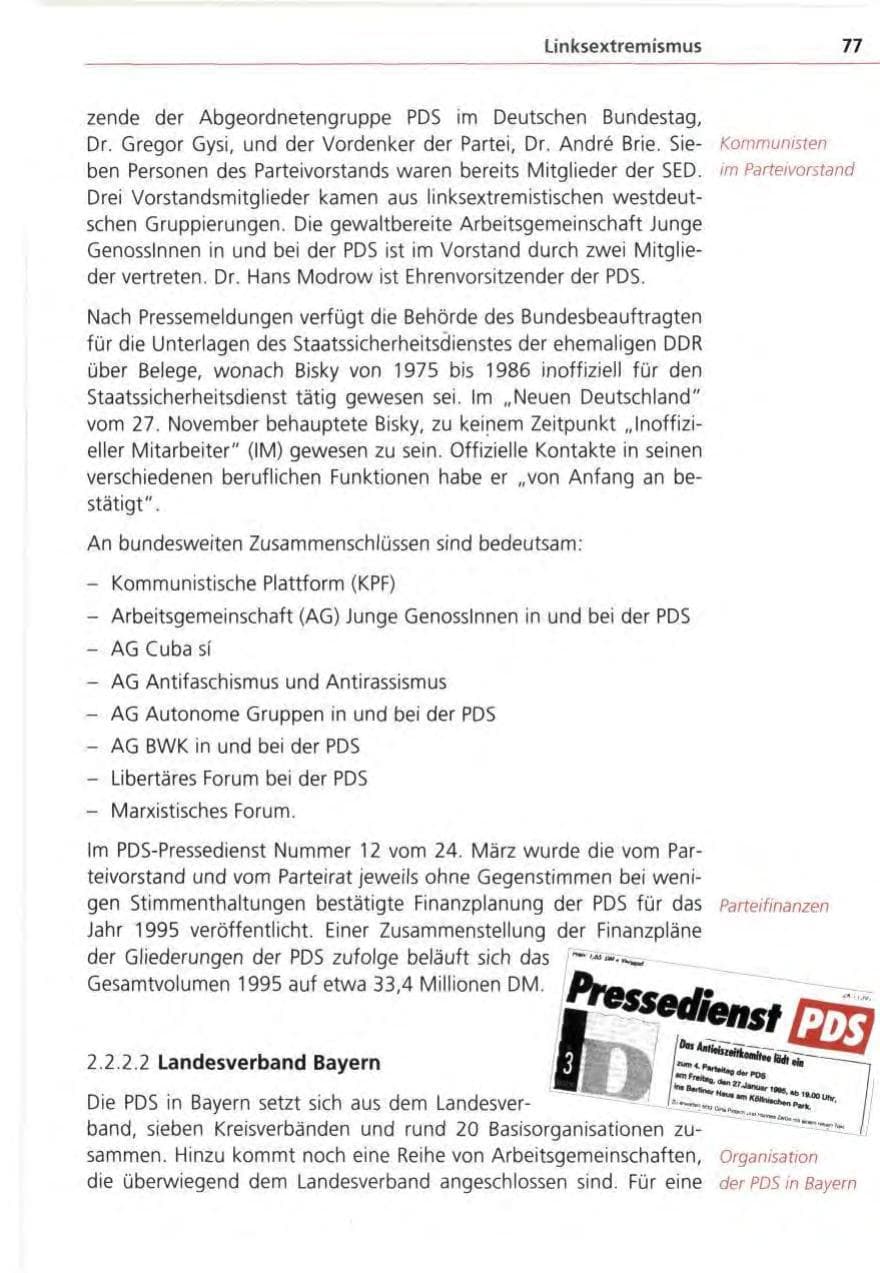Seite 77 des Verfassungsschutzbericht 1995 Bayern