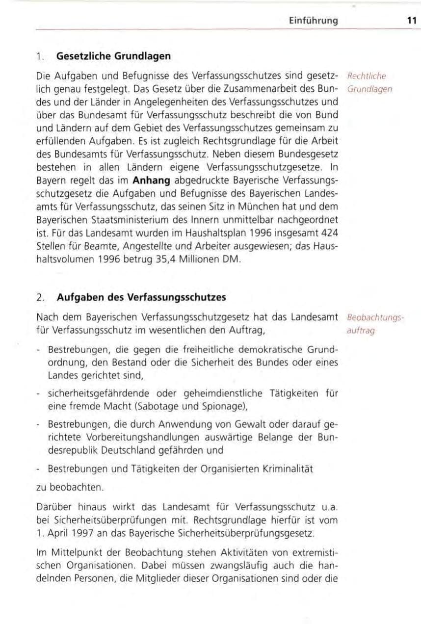 Seite 11 des Verfassungsschutzbericht 1996 Bayern