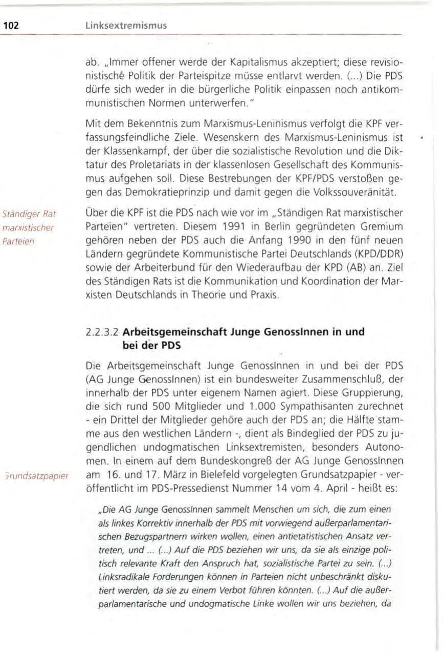 Seite 102 des Verfassungsschutzbericht 1996 Bayern