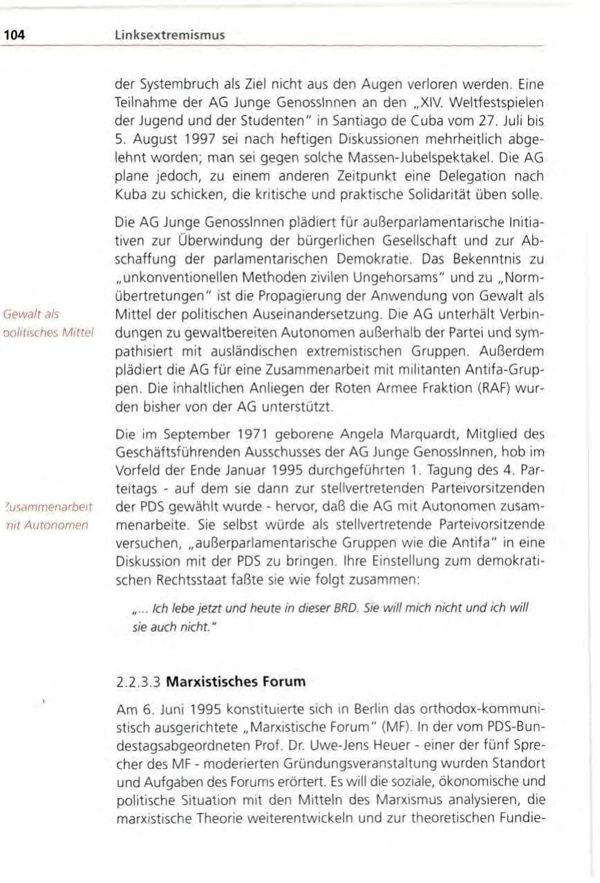 Seite 104 des Verfassungsschutzbericht 1996 Bayern