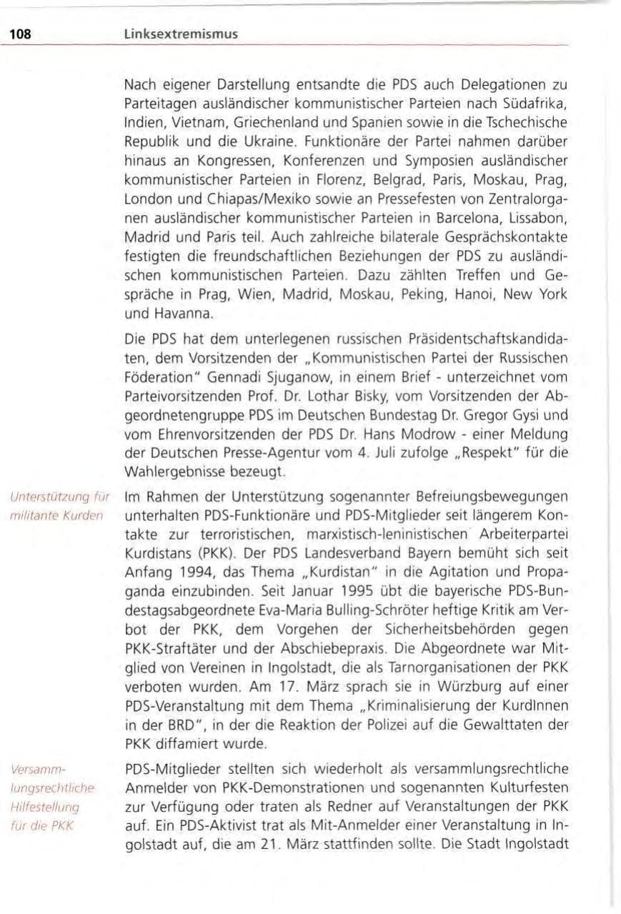 Seite 108 des Verfassungsschutzbericht 1996 Bayern