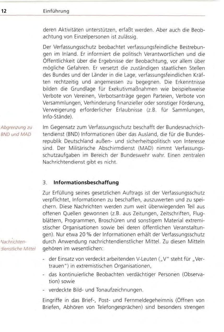 Seite 12 des Verfassungsschutzbericht 1996 Bayern