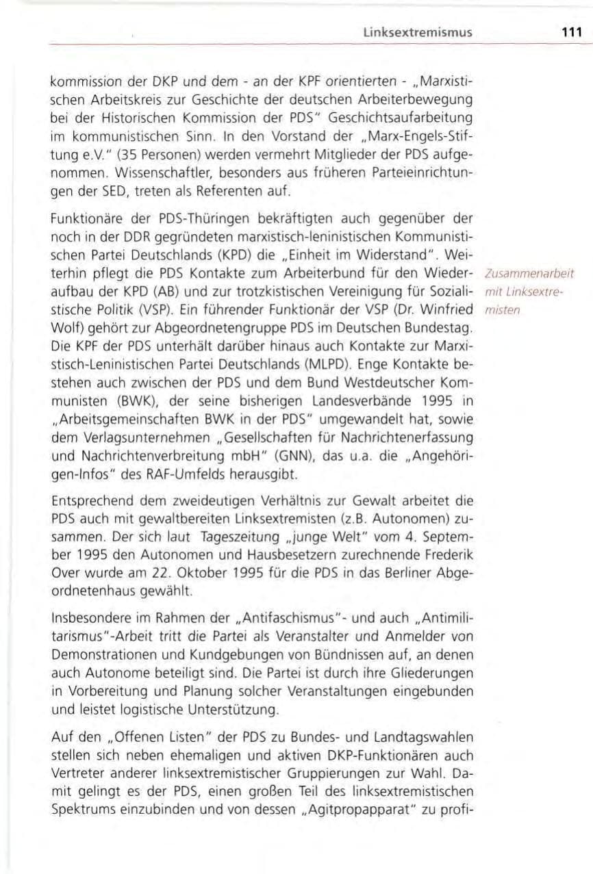 Seite 111 des Verfassungsschutzbericht 1996 Bayern