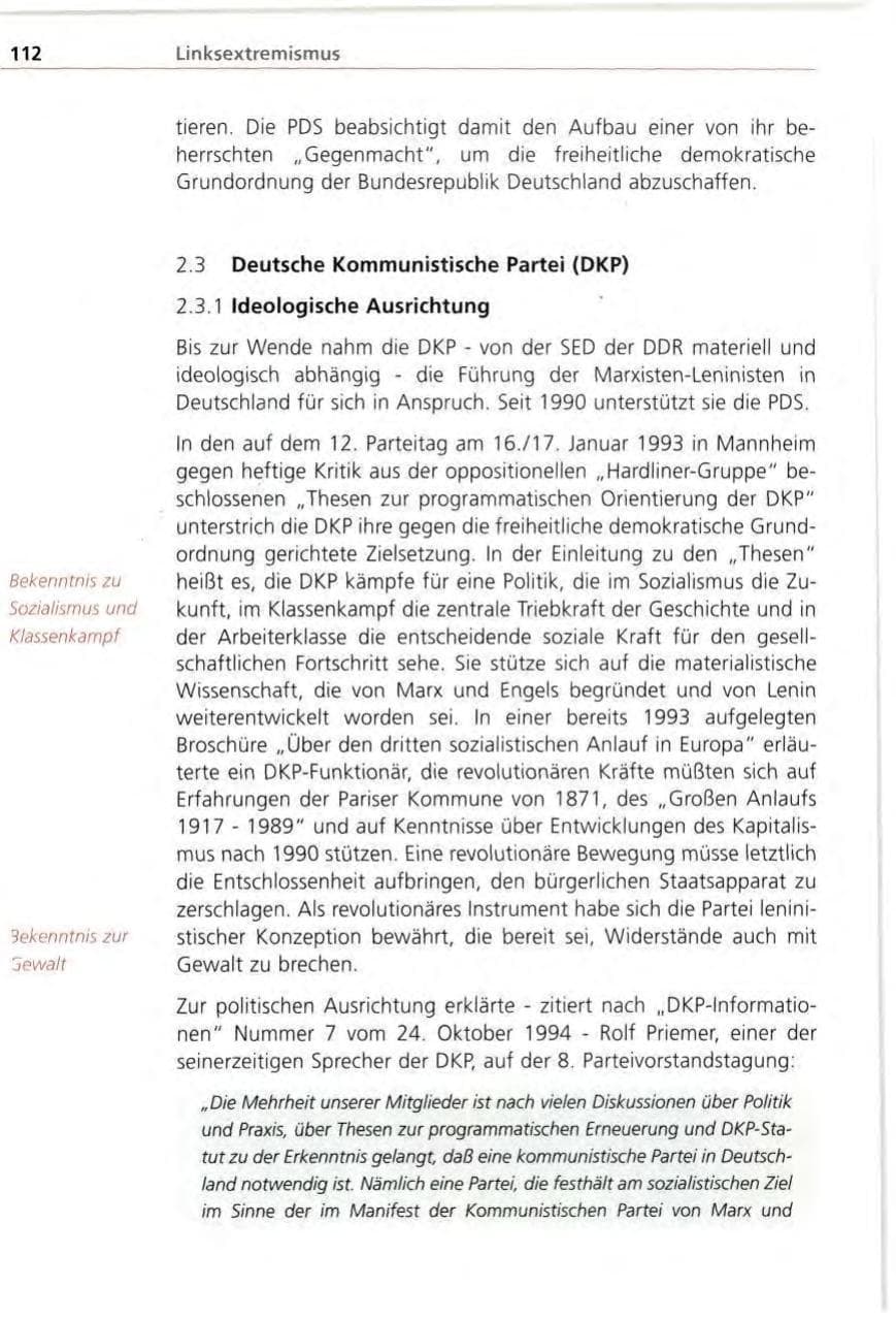 Seite 112 des Verfassungsschutzbericht 1996 Bayern