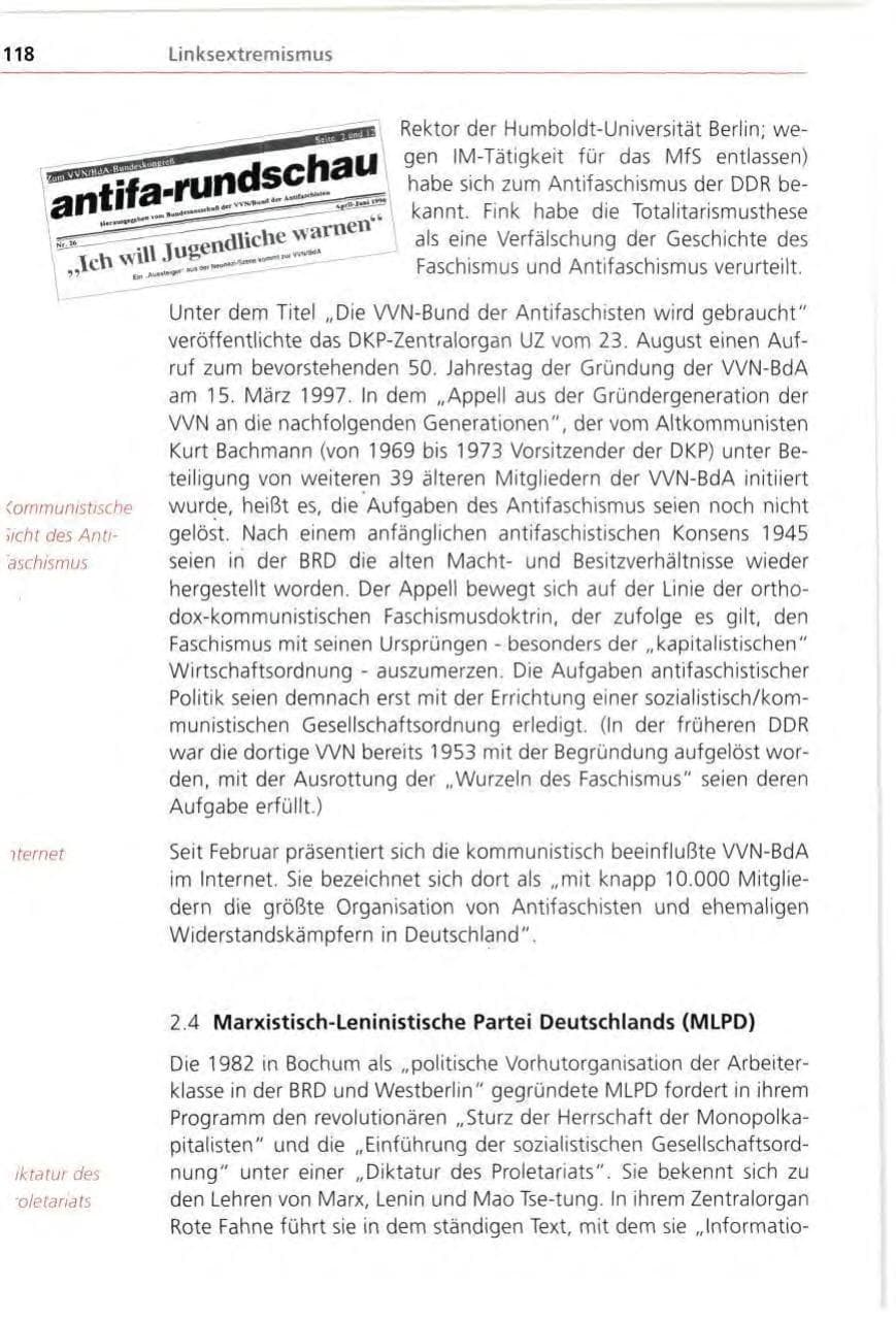 Seite 118 des Verfassungsschutzbericht 1996 Bayern