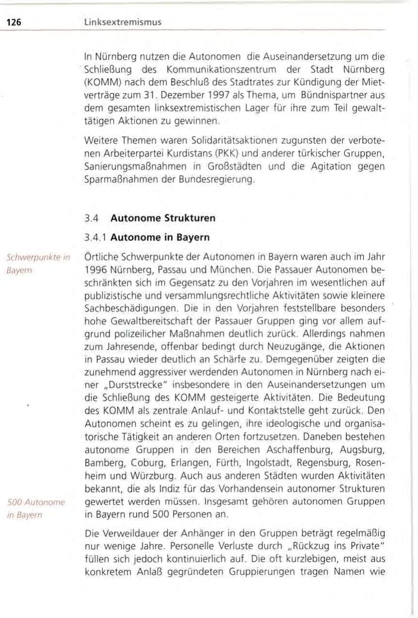 Seite 126 des Verfassungsschutzbericht 1996 Bayern