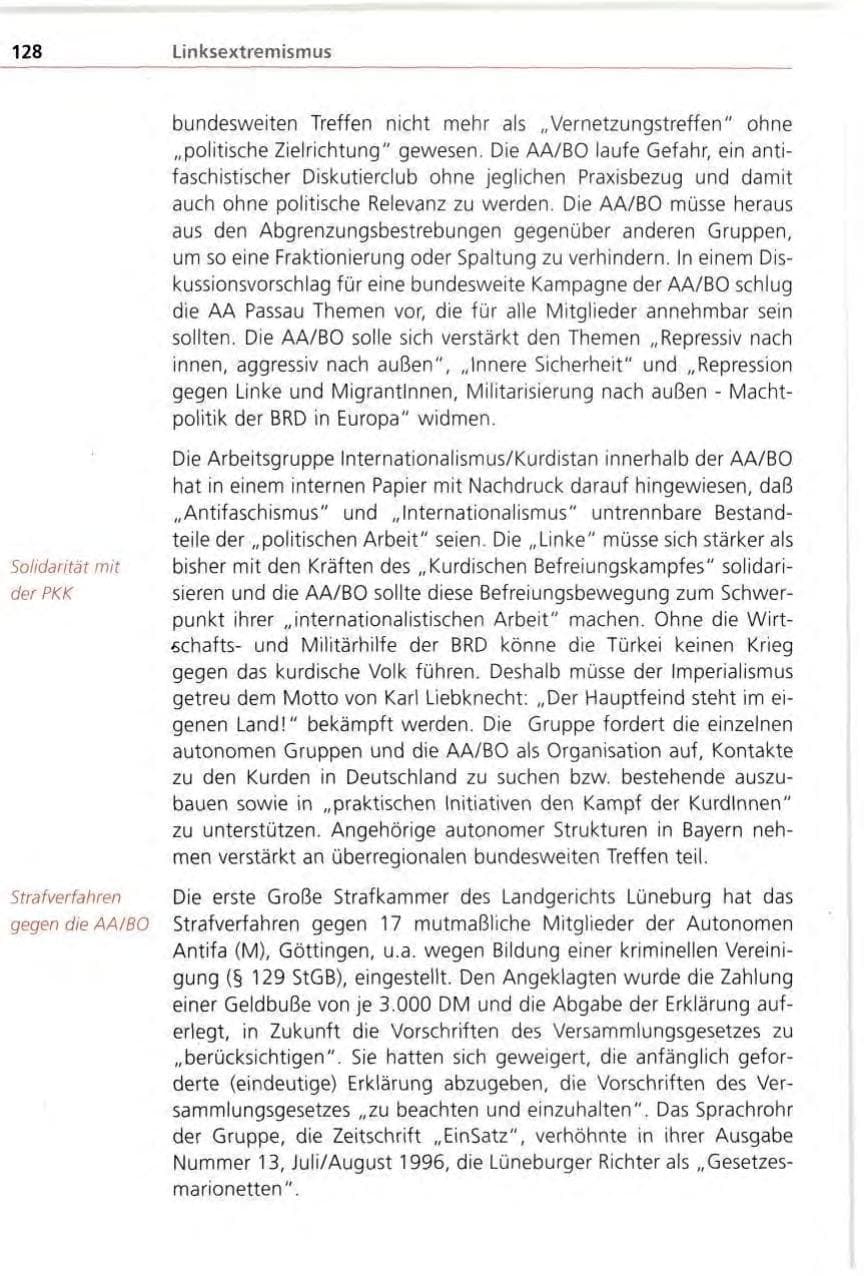 Seite 128 des Verfassungsschutzbericht 1996 Bayern