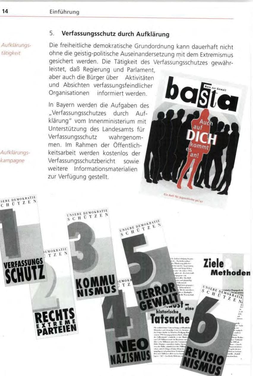 Seite 14 des Verfassungsschutzbericht 1996 Bayern